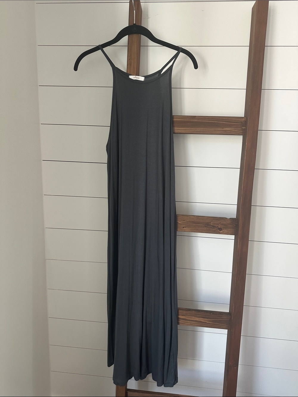 Cherish Charcoal Gray Flowing Maxi Tank Dress